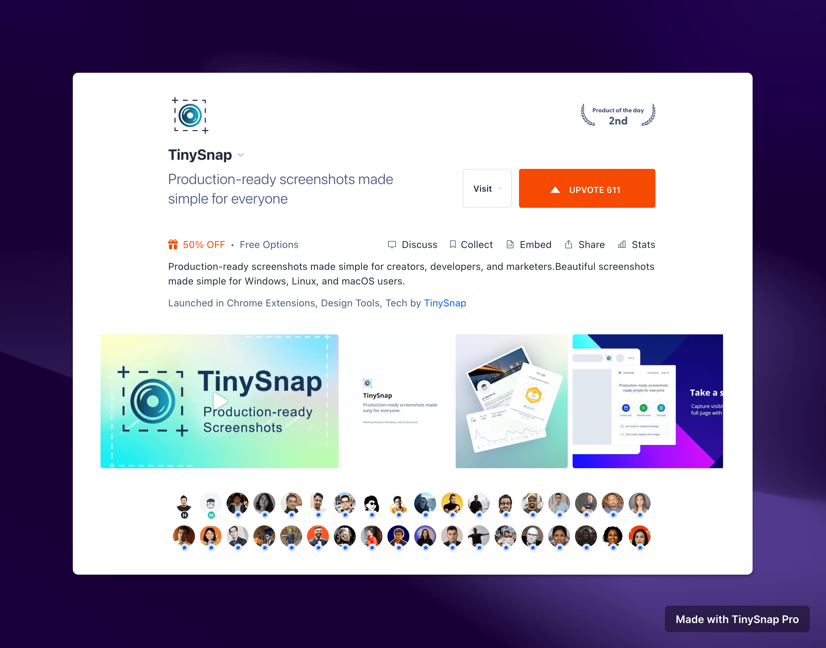 TinySnap Product Hunt Launch Summary