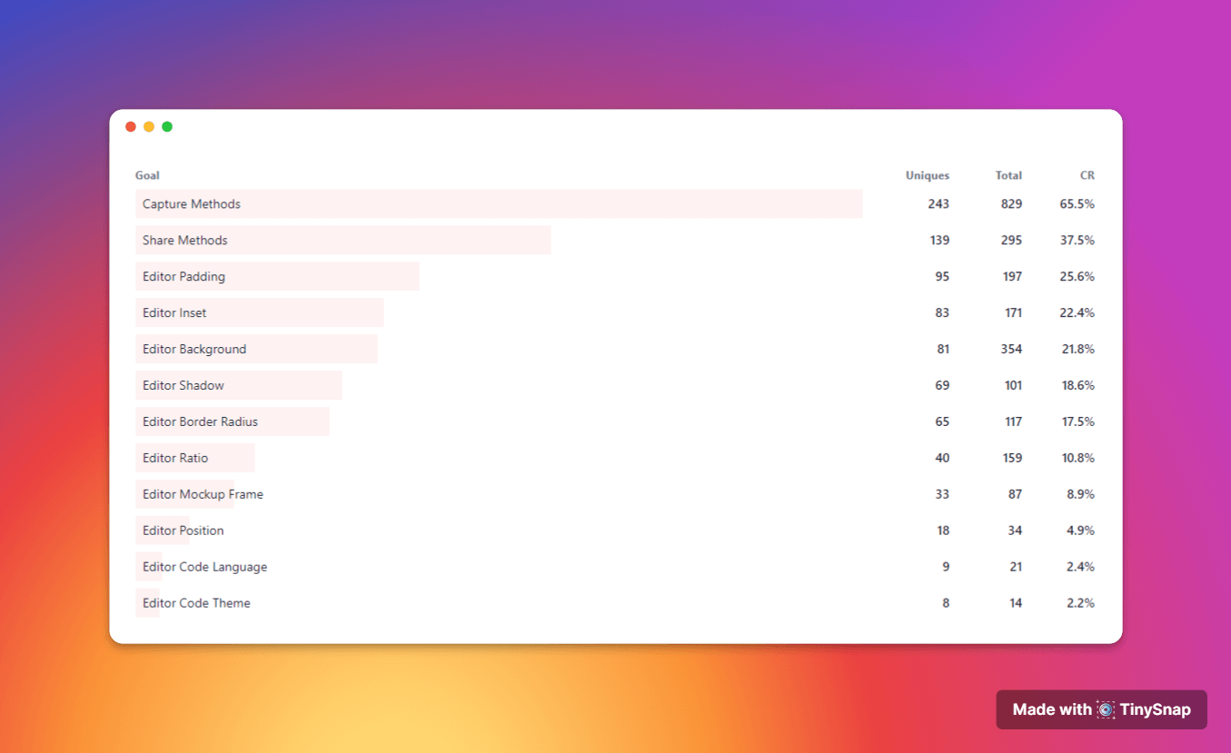 TinySnap: First Month Breakdown Report